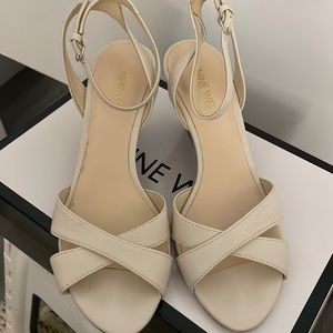 Nine West size 7 cream wedges with ankle strap
